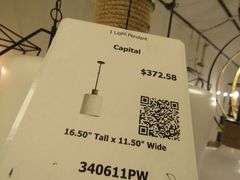 CHANDELIER OR PENDANT AS SHOWN * REFER TO PHOTOS * BUYER RESPONSIBLE FOR REMOVAL - BRING TOOLS AND LADDER AS ITEMS ARE CEILING MOUNTED 12'-14' CEILING HEIGHT*