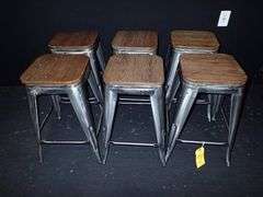 Metal Stacking Chair w/ Wood Top **sold 6X the money**
