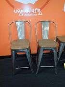 (6) Assorted Metal Framed Chairs w/ Wood Seats