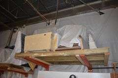 CONTENTS OF (2) SETS OF CANTILEVER RAKS *MOSTLY PLYWOOD WITH APPROX.  (15) GOOD 4' X 8' SHEETS AND APPROX. (45) SHEETS OF USED PLYWOOD, FURNITURE PARTS, A/C BLOWERS AND MORE AS SHOWN