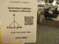 CHANDELIER OR PENDANT AS SHOWN * REFER TO PHOTOS * BUYER RESPONSIBLE FOR REMOVAL - BRING TOOLS AND LADDER AS ITEMS ARE CEILING MOUNTED 12'-14' CEILING HEIGHT*