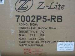 LOT OF APPROX. (7) Z-LITE LIGHTING 2-7002P5-RB CHANDELIER, 5, 3609A CHANDELIER