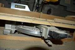 DELTA 10" MITER SAW MDL DW713 110-V SOLD WITH TABLE, VISE AND SMALL PRESS AS SHOWN