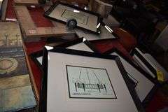 (5) ASSORTED TABLES, (6) FRAMED ART PIECES, ASSORTED FRAMES AND MORE AS SHOWN