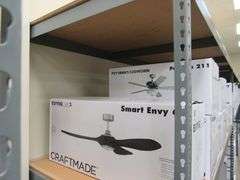 LOT OF (12) CRAFTMADE ASSORTED CEILING FANS, (2) SMART PHOEBE 60" #PHB60SB3, (1) MCCOY 52" #MCY52FB4, (5) INSPO 54" #INS54W3, (1) PRO PLUS 211 52" #P211BNK5-52DWGWN, (1) PHASE 5 52" #PHZ52FB5 & (1) SMART ENVY 60" #EVY60FBSB3