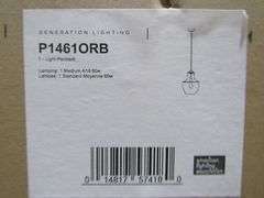(1) SKID OF APPROX. (23) BOXES OF GENERATION LIGHTING PRODUCTS, SMALL LED PENDANTS #P1442MB-L1, 4-LIGHT VANITIES #VS24704BBS, 1-LIGHT PENDANTS #P14610RB, 3-LIGHT OUTDOOR WALL LANTERN #OL13201ANBZ, LED PENDANTS #P1442SN-L1, ETC.