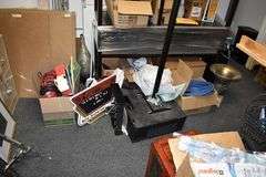 CONTENTS OF ROOM INCLUDING MONITORS, DÉCOR, VIDEO SCREEN, PORTABLE CABINET AND FRAMES