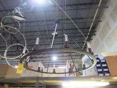 MULTI LIGHT ROUND CHANDELIER, LOCATED IN WAREHOUSE, BUYER NEEDS LADDER FOR REMOVAL