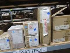 CONTENTS OF SHELF, ASSORTED MATTEO PRODUCTS, WALL SCONCES, PENDANTS, FLUSH MOUNT LIGHTS, LIGHT PENDANTS, WALL LIGHTS, ETC.