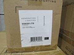 (1) SKID OF APPROX. (32) ASSORTED GENERATION LIGHTING PRODUCTS, LIGHT PENDANTS, FLUSH MOUNT CEILING LIGHTS, OUTDOOR WALL MOUNT LIGHTS, 4-LIGHT WALL/VATH VANITIES, 3-LIGHT VANITIES, 1-LIGHT PENDANTS, ETC.