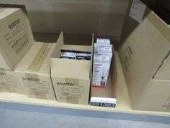 CONTENTS OF SHELF, APPROX. (35) BOXES OF ASSORTED SATCO LIGHT BULBS