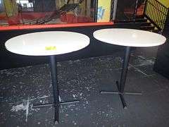 Round Bar Height Table w/ Metal Base and Heavy White Top **sold 2X the money**
