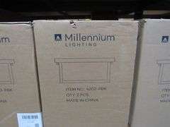 LOT OF APPROX. (6) BOXES, (3) MILLENNIUM LIGHTING 4202-PBK CEILING FIXTURES, (1) MILLENNIUM LIGHTING 3244RBZ PENDANT, (1) MILLENNIUM LIGHTING 2601-PBK FIXTURES, (1) MILLENNIUM LIGHTING 4528-MB PENDANT