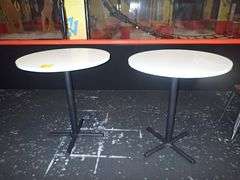 Round Bar Height Table w/ Metal Base and Heavy White Top **sold 2X the money**