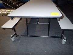 Mobile Bench Cafeteria Table 12'