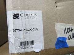 LOT, (3) ASSORTED GOLDEN LIGHTING PRODUCTS, (1) #0270-4BLK, (1) #1053-5DK & (1) #2073-LPBLK