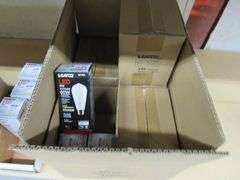 CONTENTS OF SHELF, APPROX. (35) BOXES OF ASSORTED SATCO LIGHT BULBS