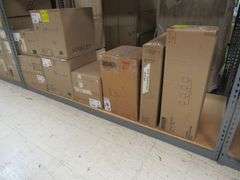 LOT OF APPROX. (8) BOXES OF ASSORTED LIGHTING PRODUCTS, 4-LIGHT WALL/BATH #119341AD-674, (4) LIGHT PENDANTS, (2) LANTERNS & (1) GLASS GLOBE