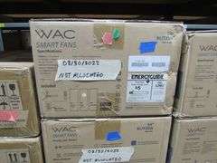 CONTENTS OF SHELF, ASSORTED WAC LIGHTING PRODUCTS, SMART FANS #F-060-MW, LED LIGHTS, SCONCES, LIGHT PENDANTS, ETC.