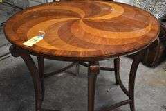 WOOD ROUND TABLE AS SHOWN - APPROX. 48" X 36"