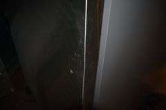 WHIRLPOOL 18-CF FRIDGE MDL WRT318FZDM09 STAINLESS FRONT *DAMAGED-MISSING BOTH HANDLES* 110-V