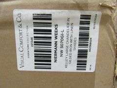 VISUAL COMFORT KELLEY LARGE CHANDELIER IN GILDED IRON W/LINEN SHADE #NW5070GI-L