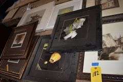 (8) ASSORTED PIECES OF ART ON TABLE AS SHOWN