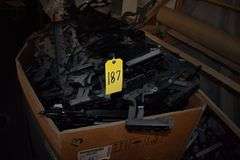 LOT, (2) WIRE RACKS AND (1) WIRE SHELF WITH ASSORTED HARDWARE FOR BUILDING RECLINERS, (1) PALLET, RECLINER PARTS AND (1) PILE OF RECLINER MOTOR ASSEMBLIES AS SHOWN