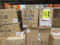 LOT OF APPROX. (32) ASSORTED Z-LITE LIGHTING PRODUCTS, 5-LIGHT VANITIES, 4-LIGHT VANITY, 3-LIGHT VANITIES, CHANDELIERS, LIGHT PENDANTS, WALL LIGHTS, GLASS & PARTS, LED CEILING LIGHTS, ETC.