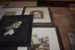 (8) ASSORTED PIECES OF ART ON TABLE AS SHOWN