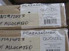 LOT, (2) QUOIZEL LANTERNS CCR8412CU AND (2) QUOIZEL LED PENDANTS PCAZA340MBK