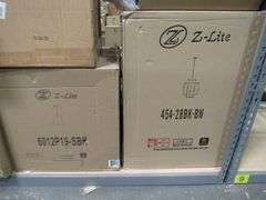 LOT, (1) GAS LANTERN #TRIM-SW, (1) 2-LIGHT LED #1669 BZ-LED, (1) 2-LIGHT PENDANT #454-28BK-BN, (1) Z-LITE PENDANT #6012P19-SBK, (1) Z-LITE 5-LIGHT VANITY #475-5V-MB-CH, (1) Z-LITE PENDANT #3035P12-BN, (1) Z-LITE LIGHT PENDANT #7507-22MGLD & (1) Z-LITE MATTE BLACK CHANDELIER #737-20MB