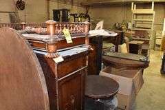 LARGE LOT OF ASSORTED FURNITURE, SHELVING AND MORE AS SHOWN