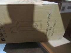 LOT OF (6) BOXES MILLENNIUM LIGHTING, 42603-PBK PENDANTS, 9142-TBK PENDANT, 9701 GLASS GLOBE