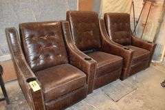 (3) THEATER STYLE CHAIRS, POWER RECLINERS. 110-V