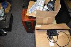 CONTENTS OF ROOM INCLUDING MONITORS, DÉCOR, VIDEO SCREEN, PORTABLE CABINET AND FRAMES
