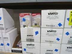 CONTENTS OF SHELF, APPROX. (30) BOXES OF ASSORTED SATCO LIGHT BULBS