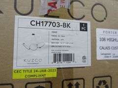 LOT OF (9) ASSORTED KUZCO PRODUCTS, (1) MONZA LIGHT PENDANT #CH19226-BK/AN, (1) PENDANT #CH17703-BK, (1) VESTA LED VANITY #AT7935-BK, (2) PRESTON LED LIGHTS #601471BK-LED, (2) WALL LIGHTS #VL13424-BK (2) FLUSH MOUNT LIGHTS #FM43518-BK