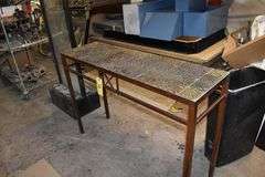 CONSOLE TABLE WITH METAL FRAME AND LEGS - APPROX. 52" X 16" X 36"