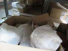MISC. LOT INCLUDING ASSORTED FAN PARTS, LIGHT BULBS, BALL GLOBES, ETC.