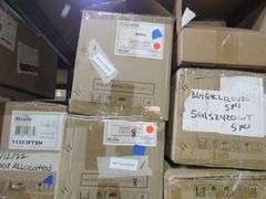 LOT OF APPROX. (13) BOXES MAXIM LIGHTING, 60W VANITY, 9" RD FLUSH MOUNT, GIS11116C1 GLOBES, VANITY GLOBES, ASSORTED DOWN RODS