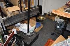 CONTENTS OF ROOM INCLUDING MONITORS, DÉCOR, VIDEO SCREEN, PORTABLE CABINET AND FRAMES