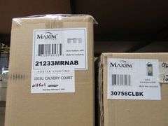LOT OF APPROX. ( 4) BOXES: MAXIM 3-E26 MEDIUM 60W CEILING MOUNT, 2-E26 MEDIUM 60W CEILING MOUNT, 3-EIZ CANDELABRA 60W, 3-E26 MEDIUM 60W VANITY