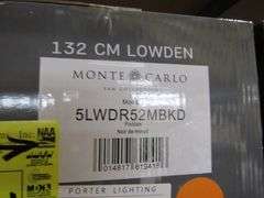LOT OF (5) BOXES, (1) MONTE CARLO FAN COLLECTION, FINITION 5ASPR70BS, (2) VISUAL COMFORT FAN COLLECTION 60" MAVERICK 3MAVSM60BBSWWOD, (1) GENERATION LIGHTING 52" LOWDEN LED 5BIDMBK 5LWDR52MBKD, (1) MONTE CARLO 132 CM LOWDEN 5LWWDR52MBKE, (1) MONTE CARLO 60" ADLER 3ADR60BBS