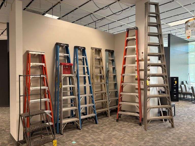Bulk Lot including MULTIPLE ASSORTED LADDERS AS SHOWN.