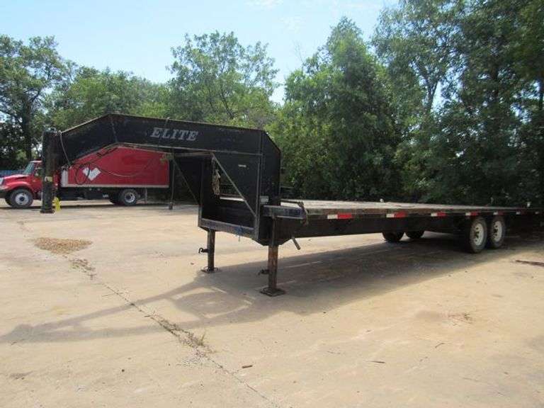 2003 ELITE FLATBED GOOSENECK 28' BED, VIN. 1E9BF282X3S230128, TANDEM AXLE