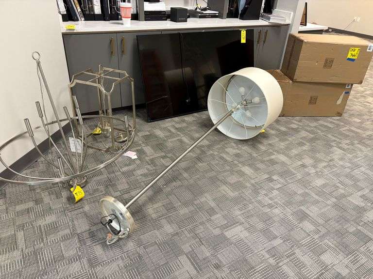 Bulk Lot including (2) 3035 GLASS, CAPITAL 4-LIGHT FOYER #515042WG, DRUM CHANDELIER, APPROX. 60" SAMSUNG TV (CRACKED ON BOTH BOTTOM ENDS-BAD SCREEN) *NO REMOTE*