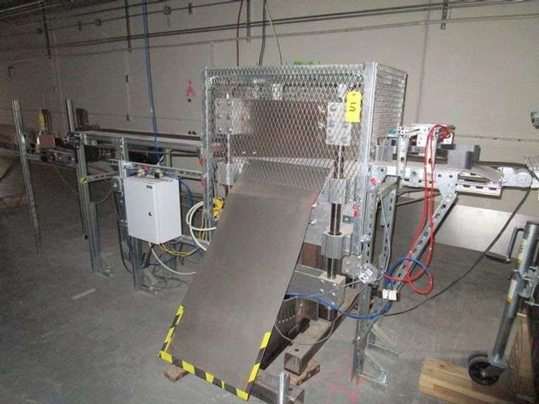 CUSTOM HEAVY DUTY PNEUMATIC TRIM SHEARS WITH PHOTO EYE SENSORS, VEVOR CONTROL PANEL BOX AND MOTORIZED BELT CONVEYOR APPROX. 6" X 10' LONG (NEW 2021)