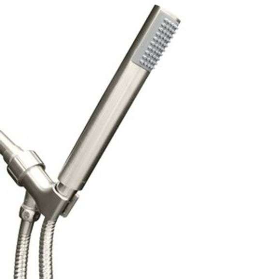 (NEW) (15) ASSORTED CASES, SHOWER MAXX SHOWER HEADS - INCLUDES: (7) CASES SHOWER HEADS MODEL H4D125-MB IN MATTE BLACK - (45) PER CASE , AND (8) CASES HAND HELD SHOWER HEAD SETS  MODEL B03011-BN  IN BRUSHED NICKEL (20) PER CASE