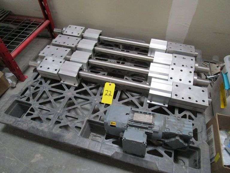 PALLET, (4) HEAVY DUTY RODS/MOUNTS FOR SHEAR AND (1) SEW-EURODRIVE MOTOR